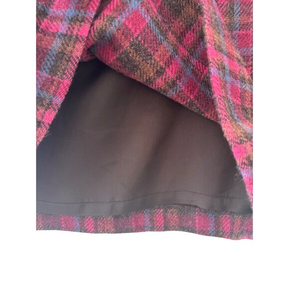 Garnet Hill Womens Wool Plaid Skirt Size 6 Pink Brown Blue Vintage - Picture 4 of 10